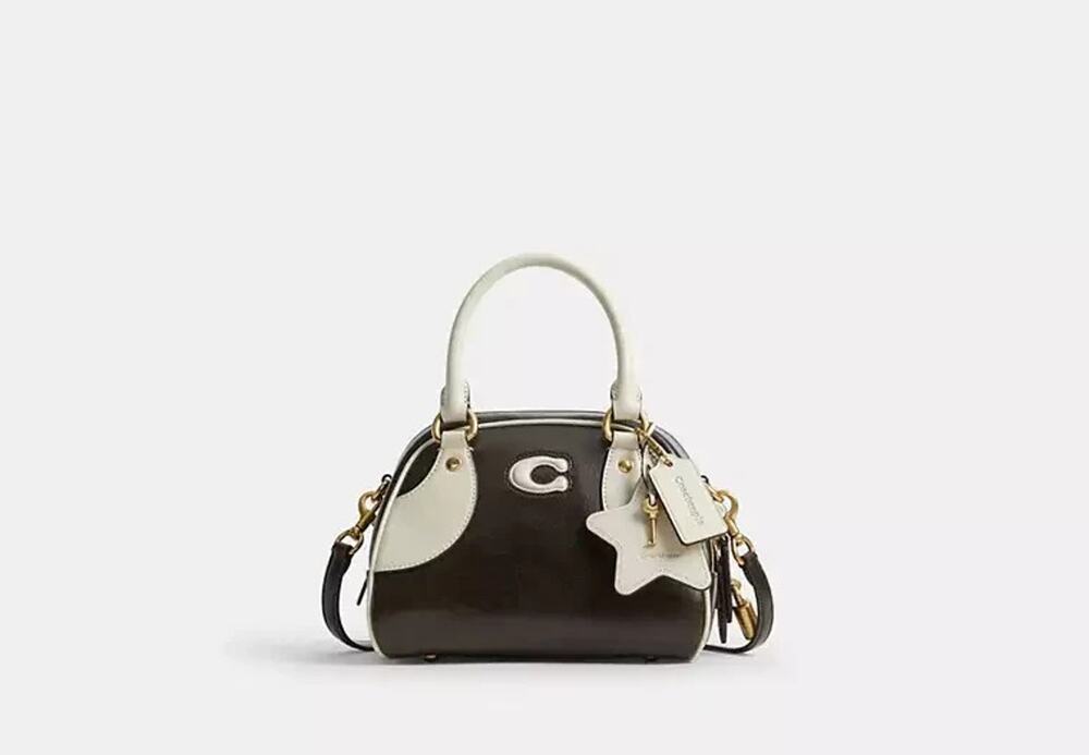 NWT B10-003Coach Coachtopia Bowling Top Handle Bag Crossbody Black & White CDU48